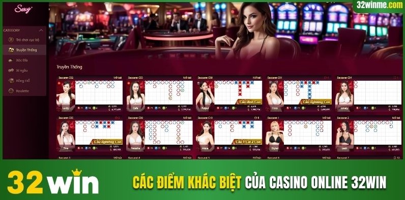 Các điểm khác biệt đáng chú ý của casino online 32WIN